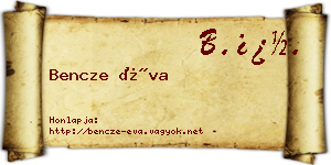 Bencze Éva névjegykártya